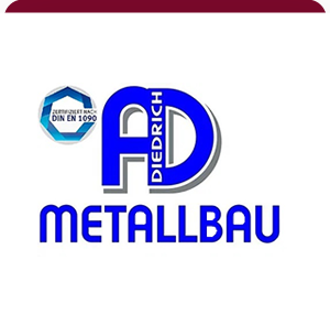 Logo Diedrich Metallbau, zertifiziert nach DIN EN 1090